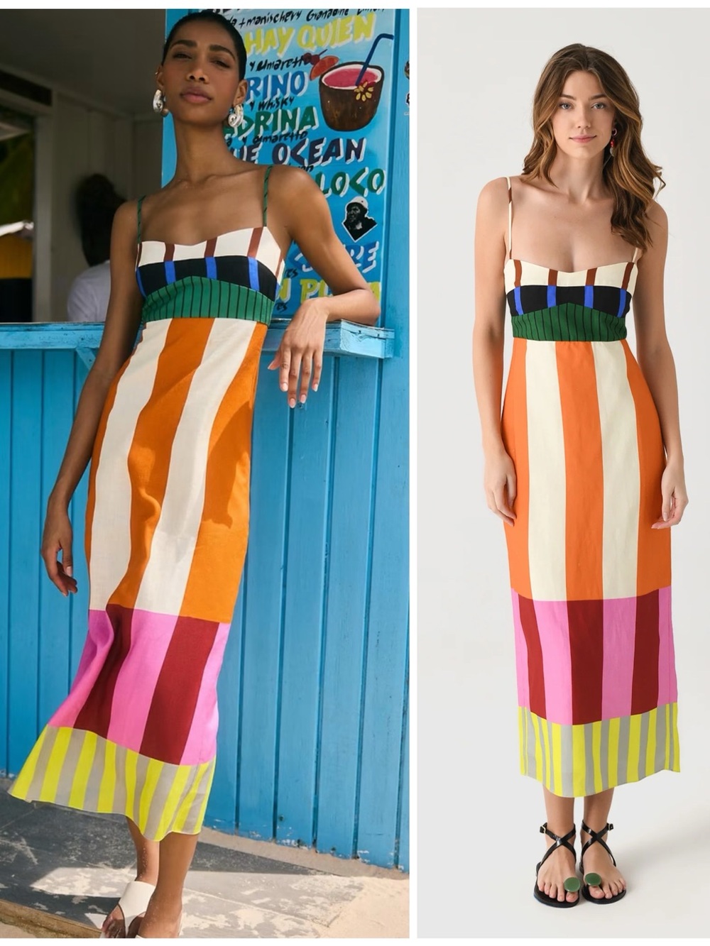 NWT Cala De La Cruz Paloma Long Dress Bengal Multi Color Women’s Size Small